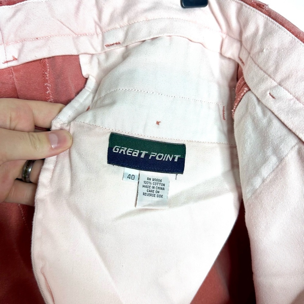 Vintage Great Point Pleated Pink Cotton Canvas Pants Trousers - Picture 4 of 11